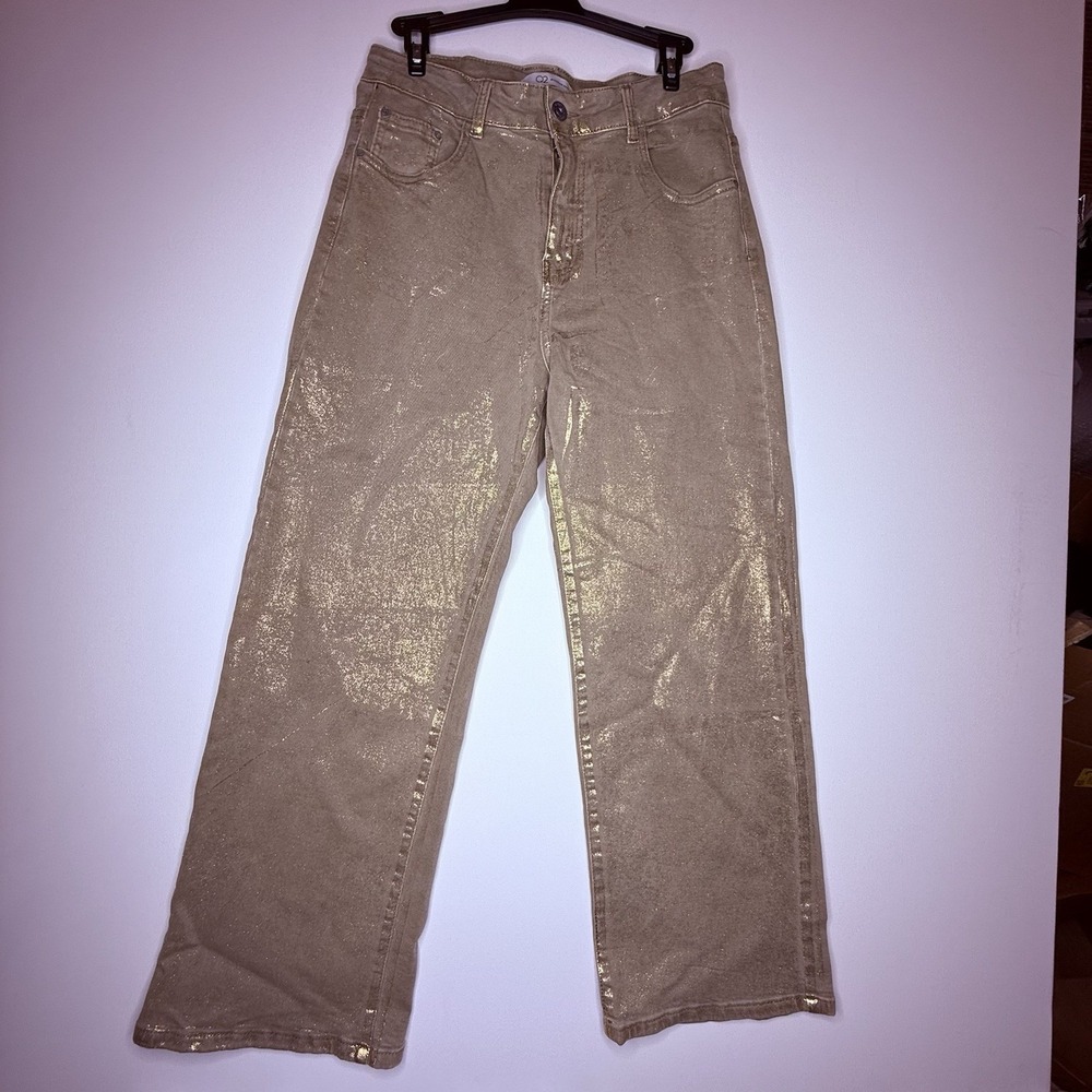 Q2 Premium Denim Jeans Women's XL Gold Wash High Rise Straight Leg Stretch